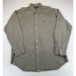 Ralph Lauren Blake Mens XL Tan Khaki Cotton Button Down Long Sleeve Pony Shirt